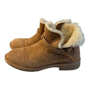 UGG Elisa Chestnut Suede Shearling Ankle Boots Women’s Size 10